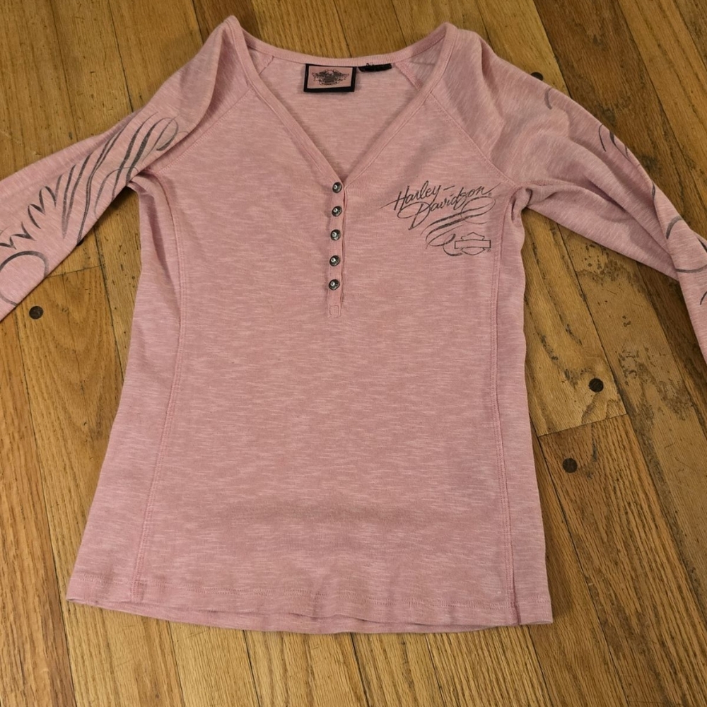 Woman's M Pink Heavy Harley Davidson t-shirt #120